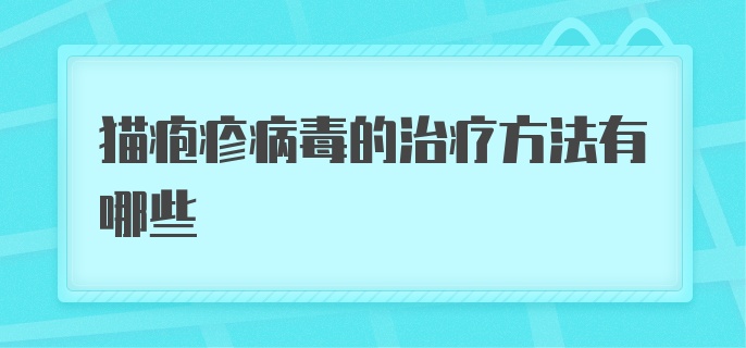 猫疱疹病毒的治疗方法有哪些