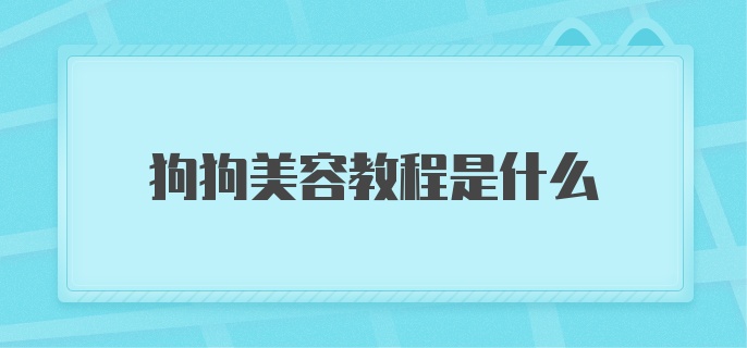 狗狗美容教程是什么