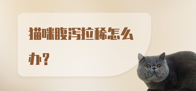 猫咪腹泻拉稀怎么办?