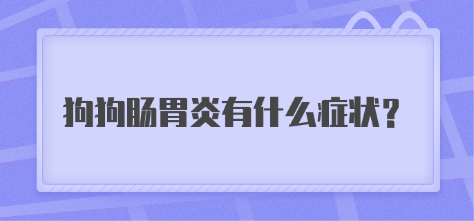 狗狗肠胃炎有什么症状？