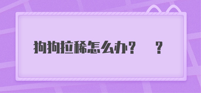 狗狗拉稀怎么办? ?