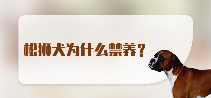 松狮犬为什么禁养？