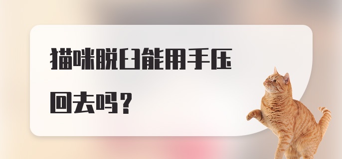 猫咪脱臼能用手压回去吗？