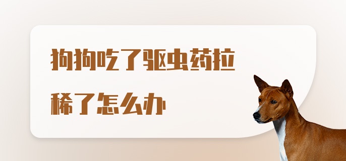 狗狗吃了驱虫药拉稀了怎么办