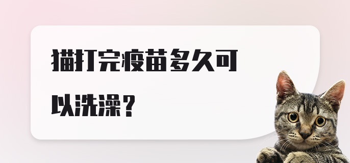 猫打完疫苗多久可以洗澡？