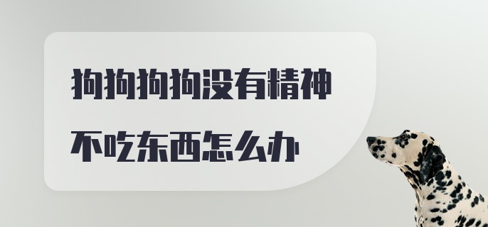 狗狗狗狗没有精神不吃东西怎么办