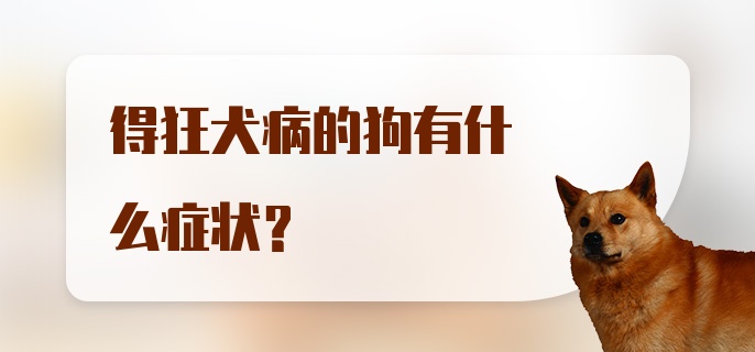 得狂犬病的狗有什么症状？