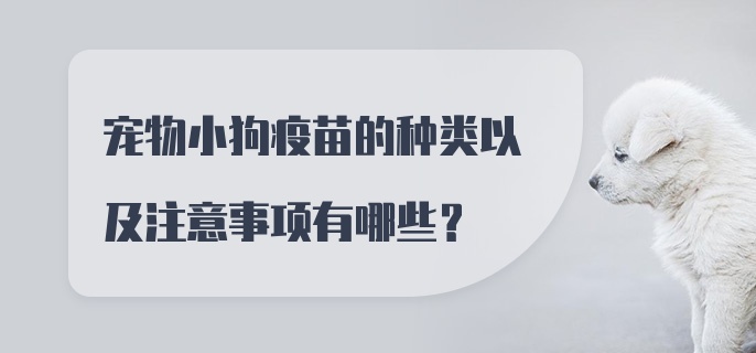 宠物小狗疫苗的种类以及注意事项有哪些？