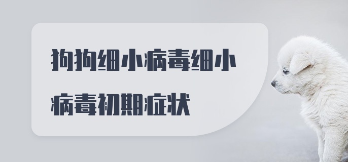 狗狗细小病毒细小病毒初期症状