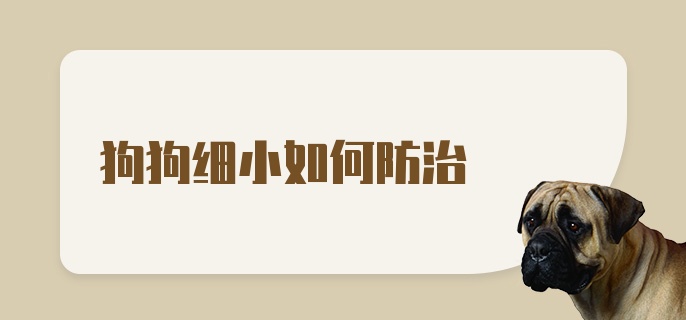 狗狗细小如何防治