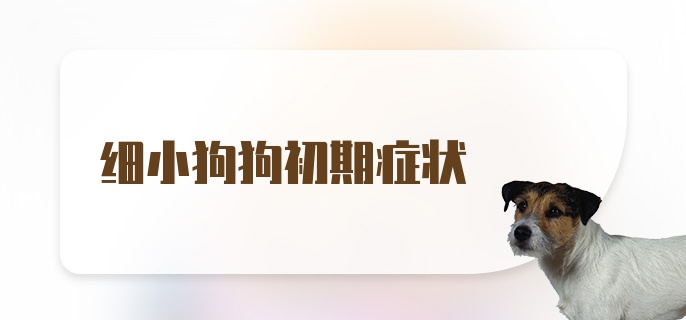 细小狗狗初期症状